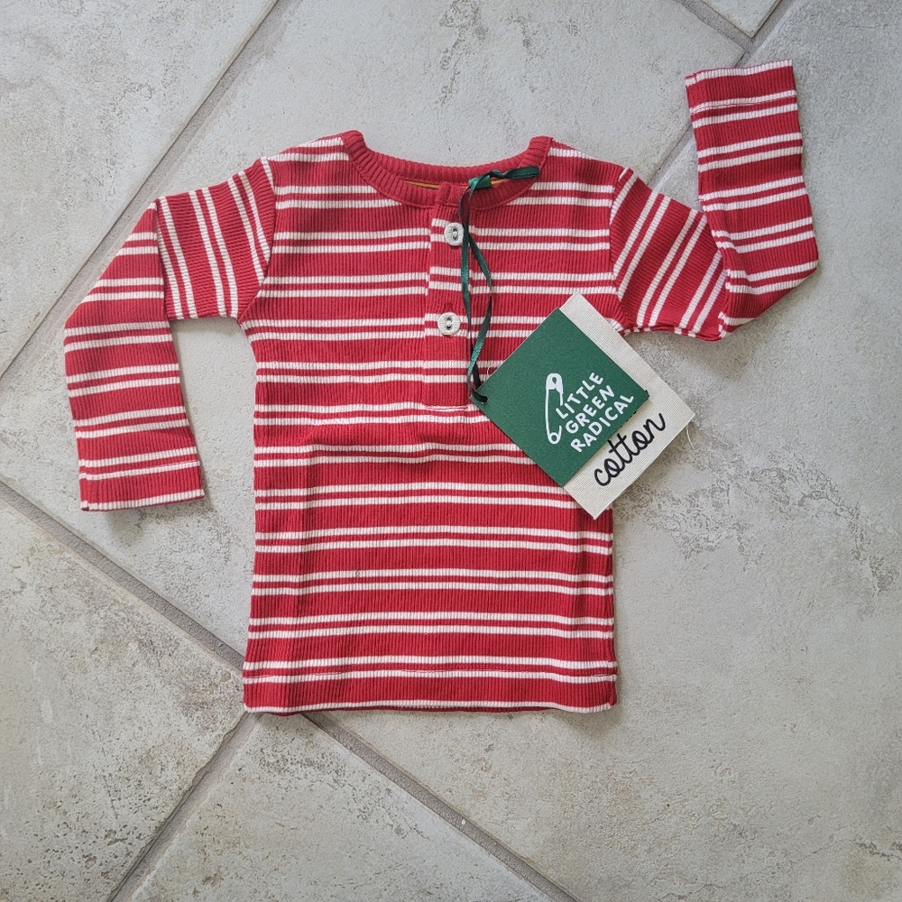 Brand new Little Green Radicals striped Henley